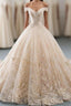 Unique Champagne Tulle Lace Long Wedding Dresses, Bridal Gowns