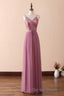 Dusty Purple Sequin Spaghetti Straps A-Line Long Bridesmaid Dresses