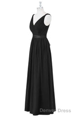 Lavender Chiffon V-Neck Backless Long Bridesmaid Dresses