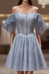 Off The Shoulder Tulle Short Homecoming Dresses