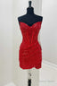 Red Sequin Strapless Mini Homecoming Dresses