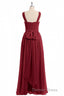 Red Chiffon Cross Front A Line Long Bridesmaid Dresses