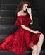 Burgundy Tulle Lace Short Prom Dress Burgundy Homecoming Dresses 5