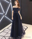 Dark Blue Tulle Long Prom Dress Blue Tulle Prom Dresses