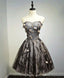 Black Lace Tulle Short Prom Dress, Black Homecoming Dresses