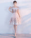 Pink Lace Applique Short Prom Dress Pink Homecoming Dresses