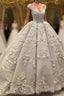 Gorgeous Sleeveless V Neck Lace Appliques Ball Gowns Wedding Dresses