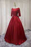 red A Line long Prom Dress