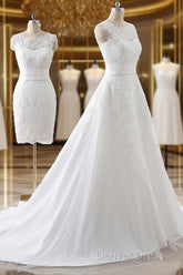 2 In 1 Wedding Dresses With Lace Appliques
