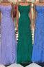 Mermaid Straps Long Lace Prom Dresses with Lace Up Back