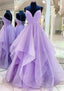 A Line Princess Sweetheart Sleeveless Long Floor Length Tulle Sparkling Prom Dresses