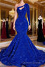 Blue sequin mermaid prom Dress, shimmery African women Prom Dresses