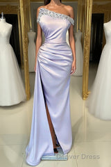 chic & modern lilac sheath strapless beaded pleats prom evening Dresses