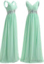 Beading Straps A Line Chiffon Prom Dresses