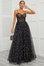 Women Prom Dress Black Ethereal Prom Dress Spaghetti Straps Long Prom Dresses For Girls with Star