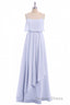 Lavender Chiffon Spaghetti Straps Ruffled A Line Long Dresses