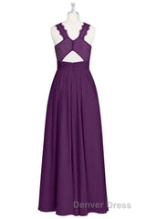 Magenta Chiffon Halter Cutout Back Long Bridesmaid Dresses