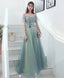 Green Tulle Lace Long Prom Dress Green Tulle Prom Dresses 1