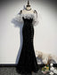 Black mermaid long prom Dress, black Prom Dresses