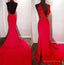 2026 Gorgeous Red Halter Side Slit Mermaid Trumpet Satin Prom Dresses