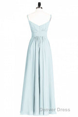 Mint Green Chiffon Twist Front A-Line Long Bridesmaid Dresses