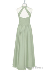 Sage Green Halter Backless A-Line Bridesmaid Dresses
