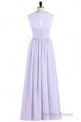 Lavender Chiffon Sweetheart Cutout Back A-Line Long Bridesmaid Dresses