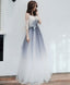 Blue Tulle Off Shoulder Long Prom Dress Blue Prom Dresses