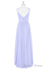 Lavender Chiffon V-Neck Backless Long Bridesmaid Dresses