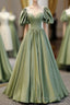 Simple Green Satin Long Prom Dress, Green Prom Dresses