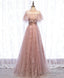 Pink Tulle Lace Long Prom Dress, Pink Tulle Prom Dresses, 2