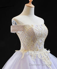 Purple Tulle Lace Long Prom Gown Lace Tulle Long Evening Dresses