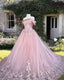 3D Lace Embroidery Off The Shoulder Ball Gowns Dresses