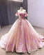 3D Lace Flowers Ball Gowns Off Shoulder Dresses
