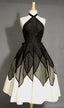 A Line Halter Black Satin Short Homecoming Dresses