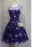A Line Scoop Royal Blue Tulle Short Homecoming Dresses 2026 with Appliques