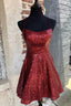 Lace up Back Burgundy Homecoming Dresses