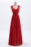 Elegant Red Chiffon Pleated A-line Long Bridesmaid Dresses