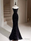Black Mermaid Sequin Long Prom Dress, Black Formal Dress