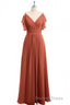 Rust Orange Cold Shoulder A Line Long Bridesmaid Dresses