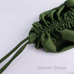 New Satin Green Prom Dresses Spaghetti Strap Party Evening Dresses