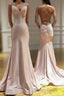 Spaghetti Straps Pink Mermaid Prom Dress Long Prom Dresses