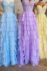 Lavender Illusion Halter Flower Appliques Multi-Layers Long Prom Dresses