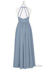Dusty Blue Halter Backless Maternity Bridesmaid Dresses