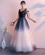 Black Sweetheart Tulle Sequin Long Prom Dress, Black Prom Dresses
