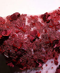 Pink Tulle Lace Applique Long Prom Dresses, Evening Dresses