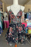Black Floral Sequined A Line Straps Tulle Homecoming Dresses