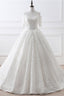 A-Line Lace Off the Shoulder White Lace Bridal Gown