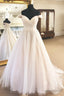 Off the Shoulder A Line Ivory Wedding Dresses with Pleats
