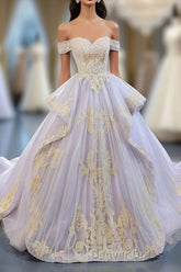 Purple Tulle Lace Long Prom Gown Lace Tulle Long Evening Dresses